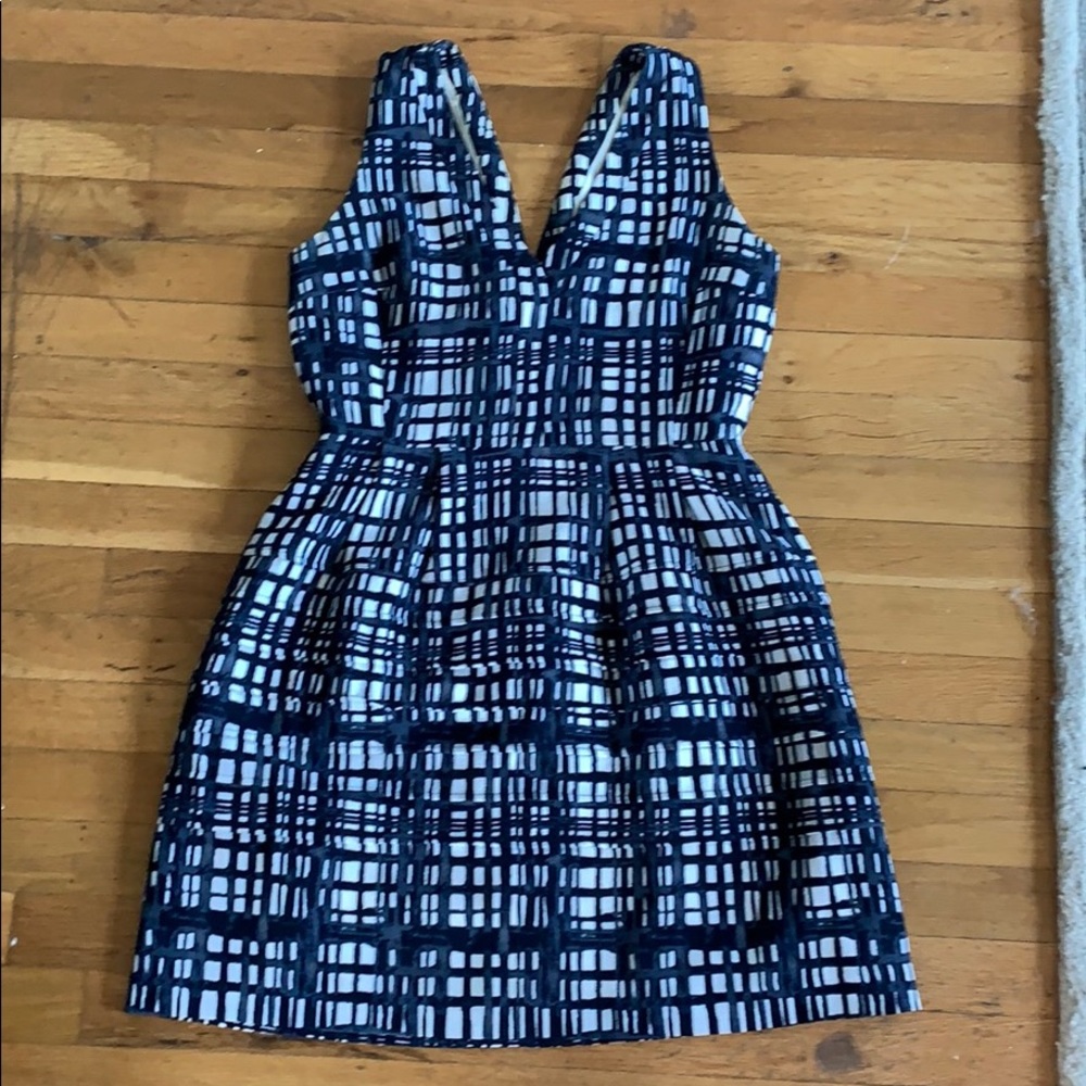 Madewell White and Navy Abstract Sleeveless Dress